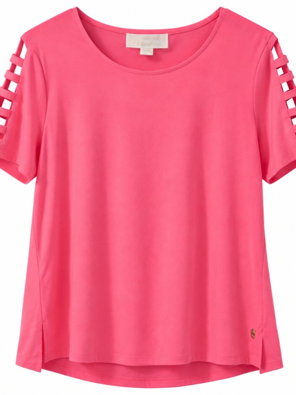 Michael Kors Women’s Large Coral Pink Ladder Sleeve Cutout Blouse Top